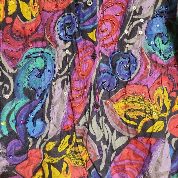DIANA MARCO DRESS top AMAZING ARRAY OF COLORS TOP MADE IN INDIA SIZE 22 - Picture 2 of 5